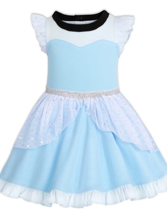 Disney Other - Disney Light Blue and White Sparkle Princess Dress with Black Neckline